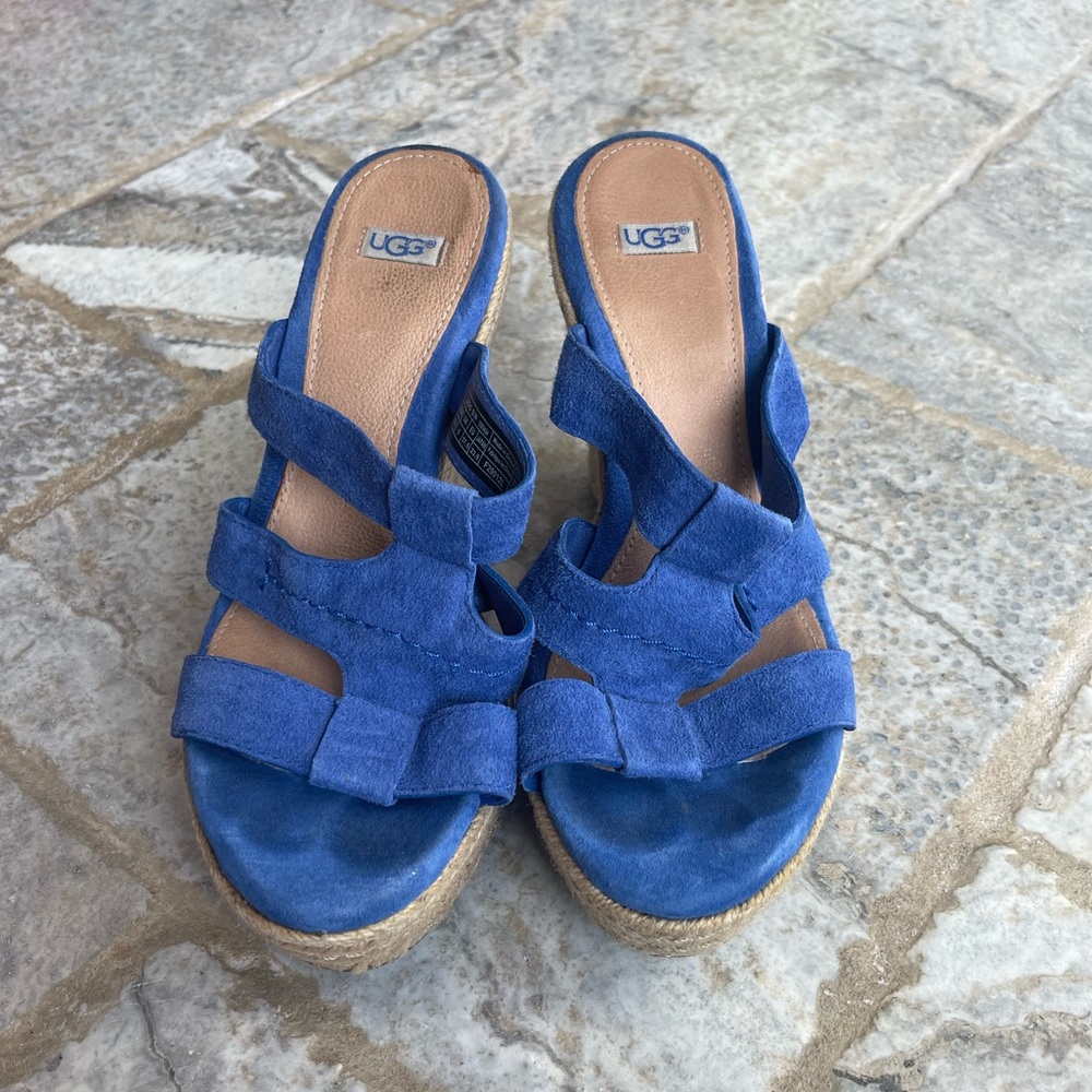 UGG Blue Espadrille Wedges Size 6.5